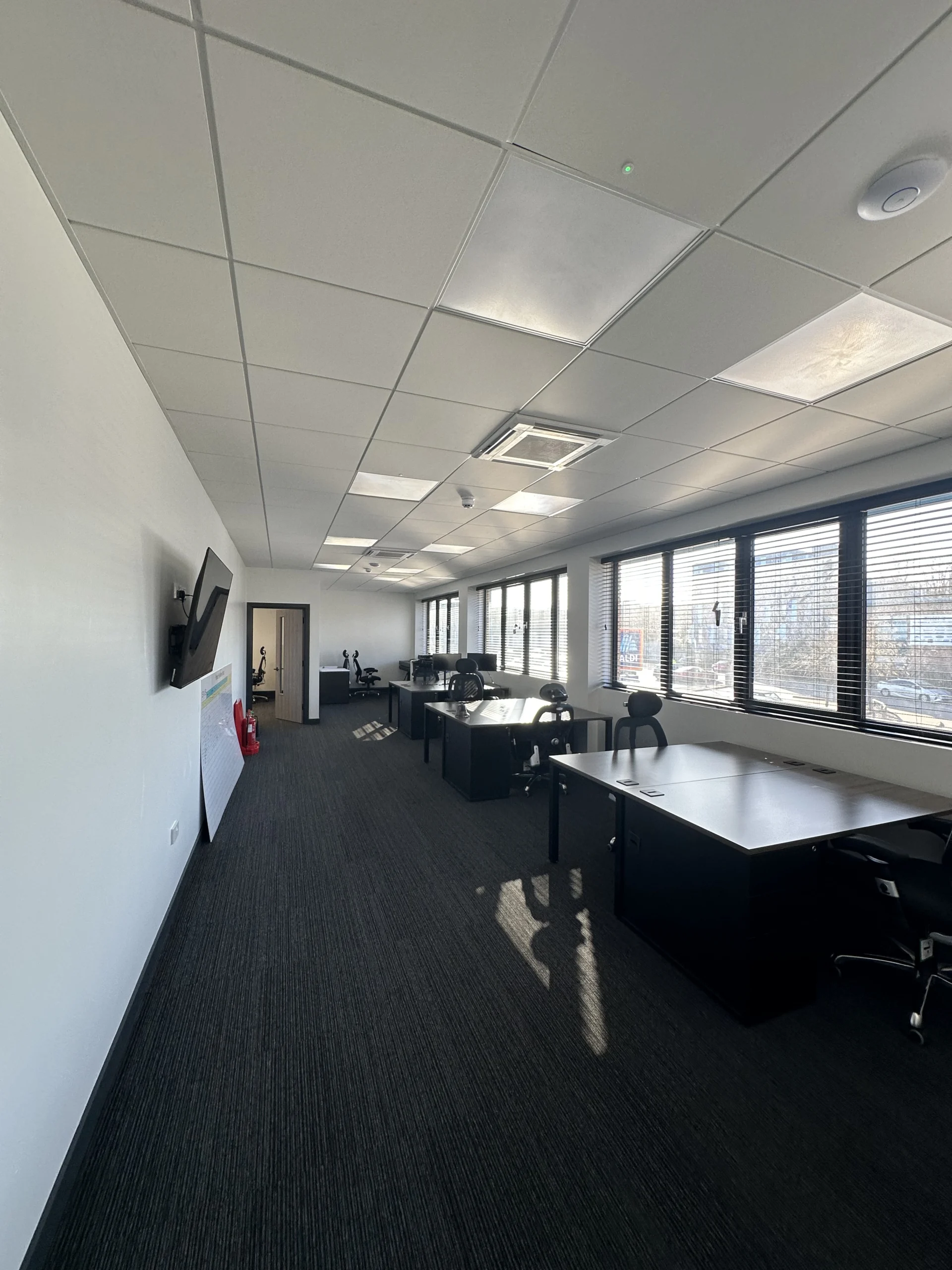 Refurbished office with LED panel lighting