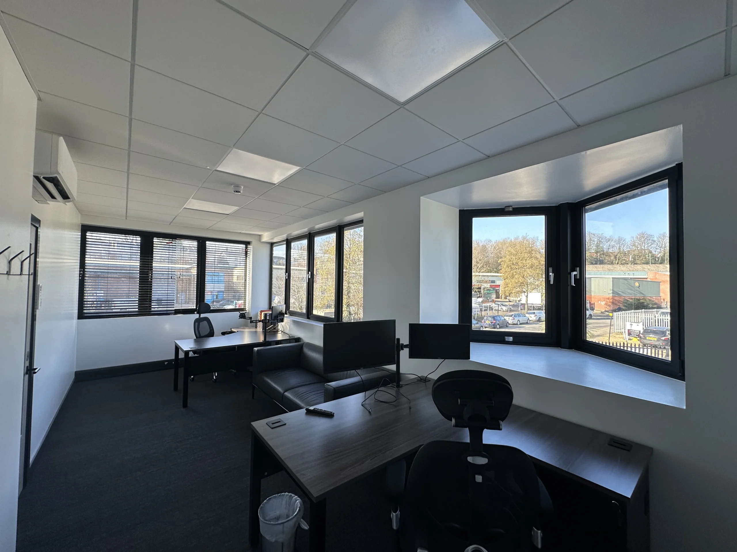 Refurbished office with LED panel lighting